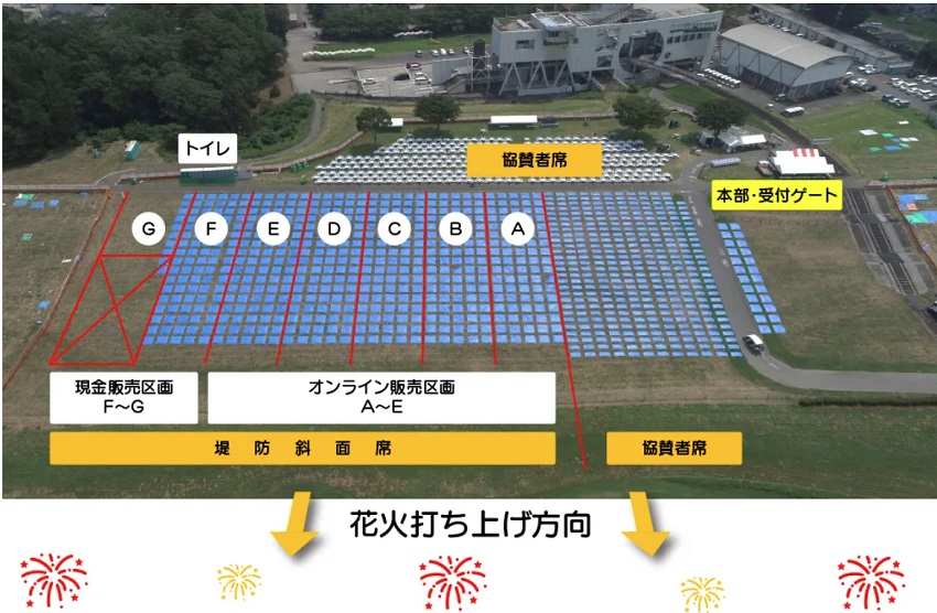 古河花火大会 有料席の配置図